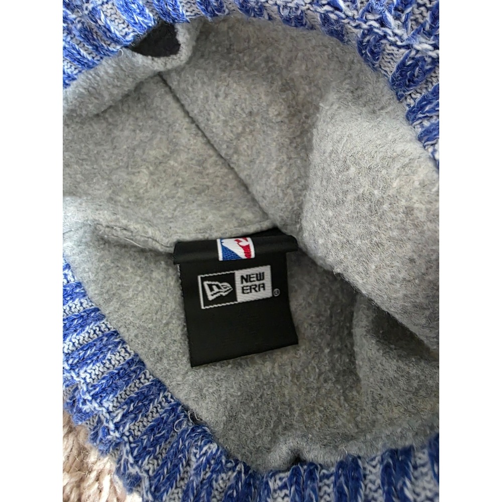 New Era Philadelphia 76ers NBA Cuffed Pom Beanie Hat Blue White Red Fleece Lined - Picture 3 of 6